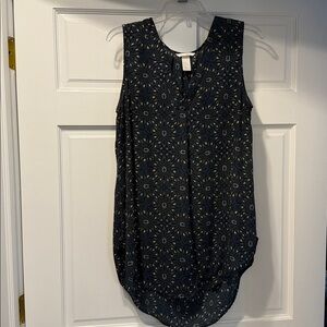 Sleeveless Navy Floral Blouse
